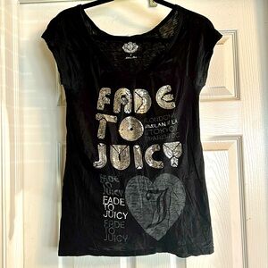 Juicy Couture “Fade to Juicy” black burnout tee shirt
